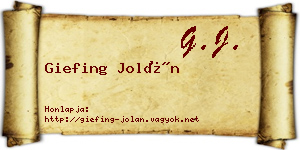 Giefing Jolán névjegykártya